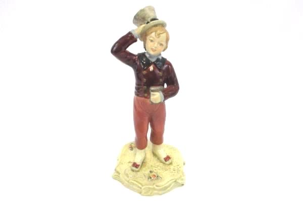 Lot of 2 Victorian Chalk Ware Figurines Girl Boy Sundays Child Signed Crown 745