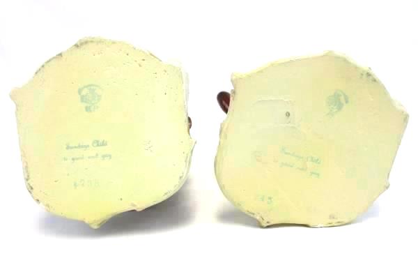 Lot of 2 Victorian Chalk Ware Figurines Girl Boy Sundays Child Signed Crown 745