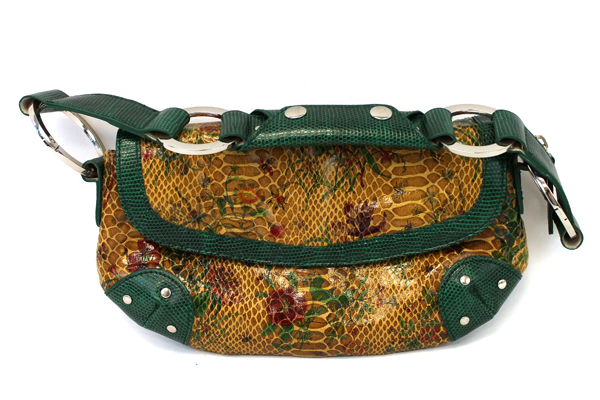 ALDO Faux Leather Snakeskin Pattern Clutch Purse Floral