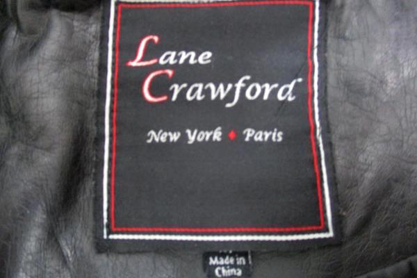 Lane Crawford Black Zip-Up Faux Leather Ribbed Sides Jacket Women's M