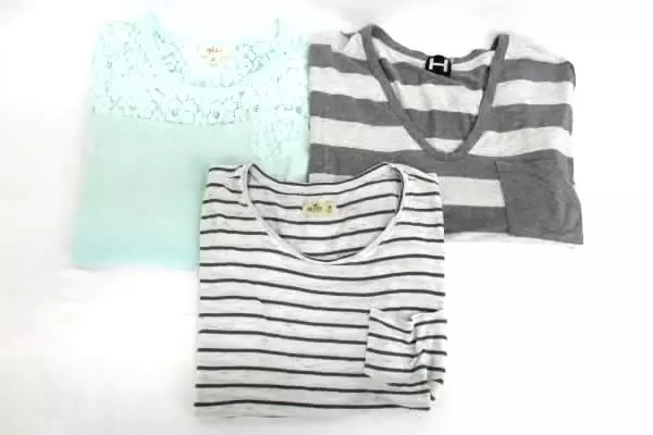 3 T-Shirt Tops Women's Bordeaux Dolman Hollister Striped Style & Co Lace Ombre M