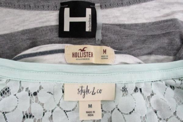 3 T-Shirt Tops Women's Bordeaux Dolman Hollister Striped Style & Co Lace Ombre M