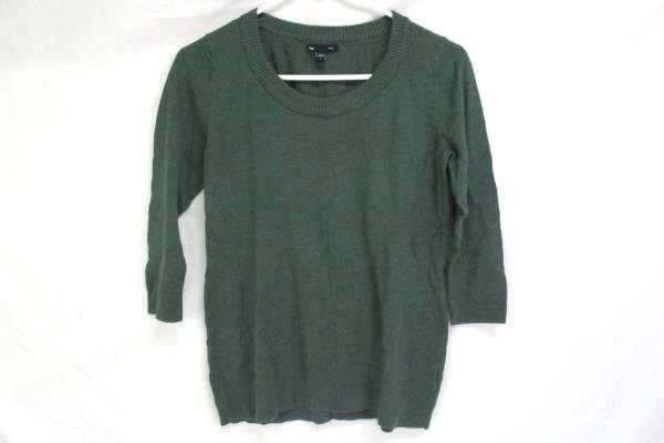 Lot of 2 Tops Gap Green Sweater Abstract LOFT Navy White Striped Women's M