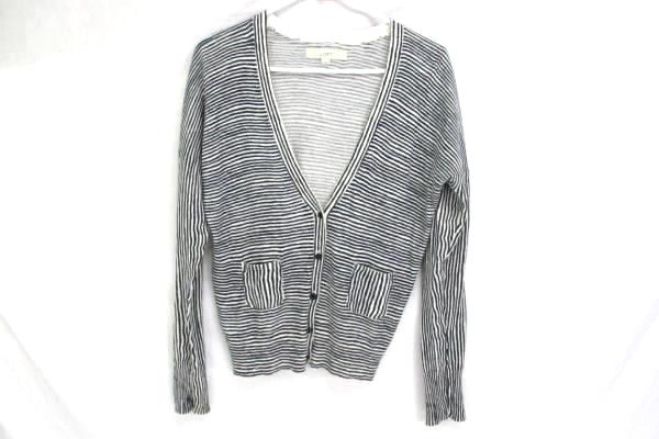 Lot of 2 Tops Gap Green Sweater Abstract LOFT Navy White Striped Women's M