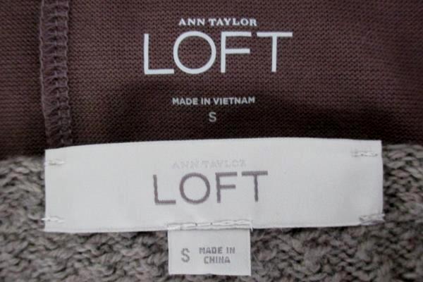 LOFT Lot of 2 Brown 1/2 Sleeve Boat Neck Blouse Taupe Knit Sweater Women's S