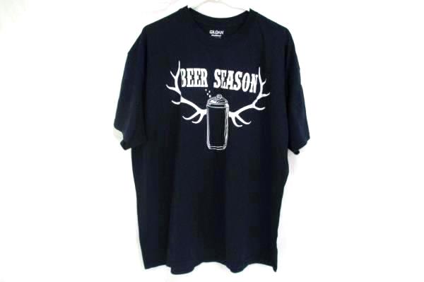 BEER SEASON Funny Meme Deer Hunting Whitetail Buck Hunter T-Shirt Men's Size 2XL