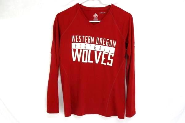 Adidas ClimaLite V Neck Long Sleeve Top Western Oregon Wolves Football Women's M