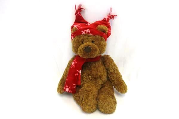 Gund Stuffed Bear Oliver Christmas Bear in Red Snowflake Cap & Scarf #88215