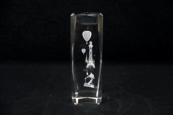 Paperweight Laser Etched Crystal Glass 3D Hologram Lighthouse Dolphins Balloons