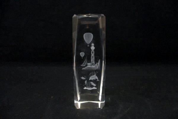 Paperweight Laser Etched Crystal Glass 3D Hologram Lighthouse Dolphins Balloons