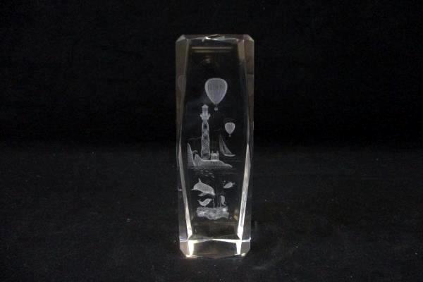 Paperweight Laser Etched Crystal Glass 3D Hologram Lighthouse Dolphins Balloons