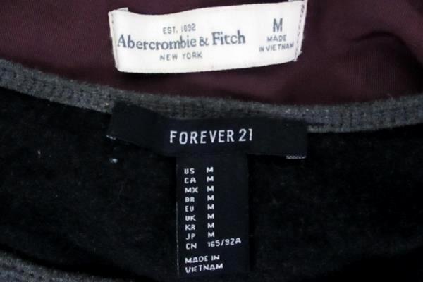 Lot 2 Tops Forever 21 Long Sleeve Abercrombie Velvet Crop Long Sleeve Women's M