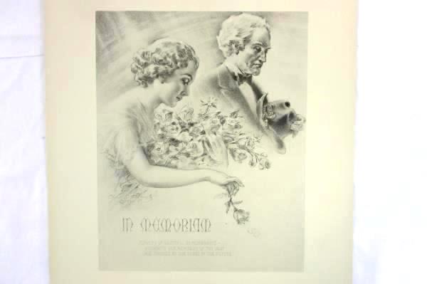 Antique 1936 In Memoriam Widow Civil War GAR Roses Drawing Art Chas E. Dewitz