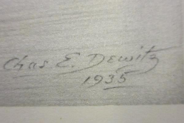 Set of 2 Vintage Hilton Chapel Drawing Art Chas E. Dewitz 1935 14" x 11"