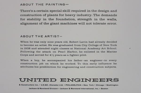 Vintage Print of Painting by Artist Robert Lavin United Engineers 1964`