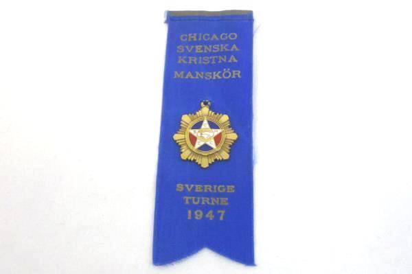 Chicago Swedish Christian Men's Choir Sweden Tour 1947 Pin Ribbon w/ Program