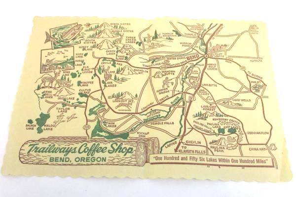 Trailway Coffee Shop Restaurant Menu & Placemat Bend, Oregon