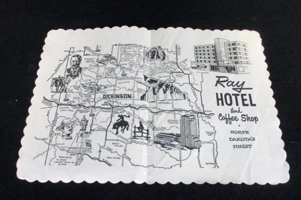 Vintage Ray Hotel and Coffee Shop Lot of 2 Paper Placemats North Dakota's Finest