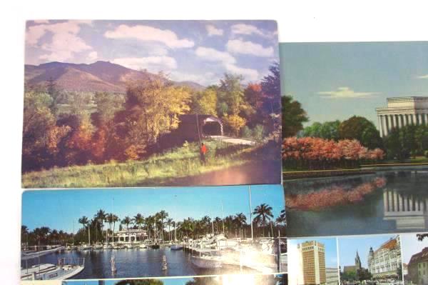 Lot of 8 Vintage Post Cards Unused Erfurt Stockholm Pub Redwoods Yacht Memorial