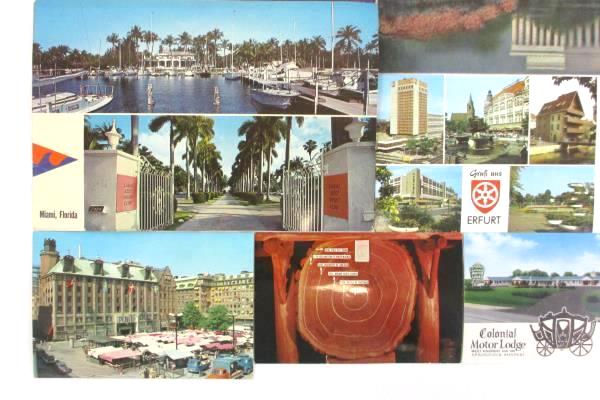 Lot of 8 Vintage Post Cards Unused Erfurt Stockholm Pub Redwoods Yacht Memorial