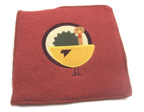 Thanksgiving Harvest Fall Autumn TURKEY Red Square Pot Holder Wool Blend New