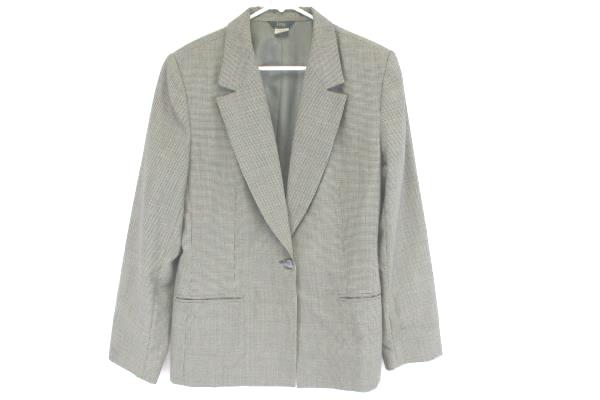 H&W Women's Lined 100% Wool Blazer Size 12, Houndstooth Black & White