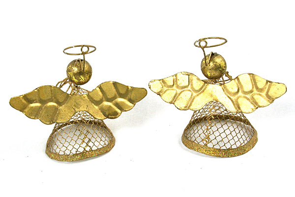 3.5" Golden Angel Ornaments - Musical Duo - Set of 2