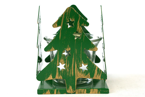 Magic of Christmas GREEN Metal Tree Shaped Candle Holder by Papel Freelance