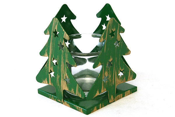 Magic of Christmas GREEN Metal Tree Shaped Candle Holder by Papel Freelance