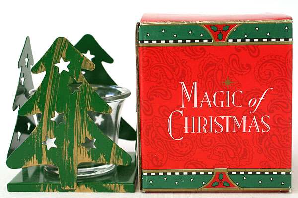 Magic of Christmas GREEN Metal Tree Shaped Candle Holder by Papel Freelance