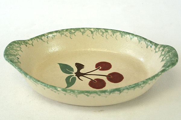 Clayforms of Oregon Handcrafted Cherry Decorated Stoneware Dish