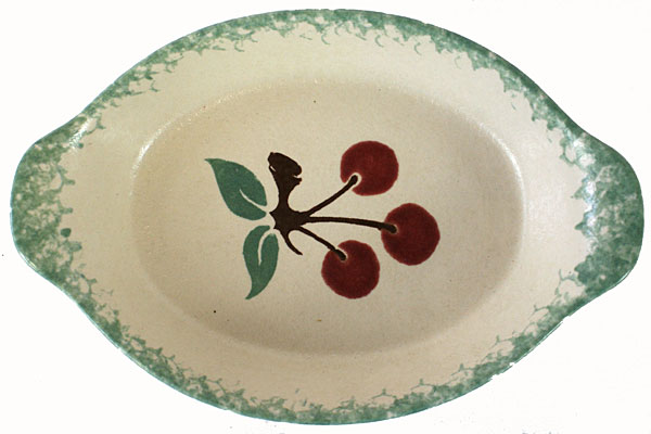 Clayforms of Oregon Handcrafted Cherry Decorated Stoneware Dish