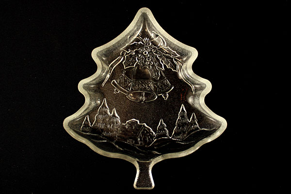 Bali Pressed Glass Christmas Tree Shaped Candy Tray