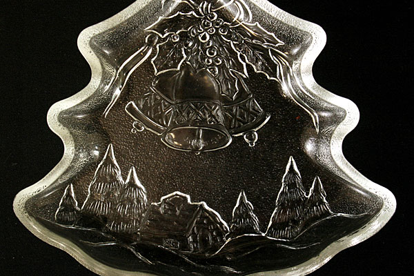 Bali Pressed Glass Christmas Tree Shaped Candy Tray