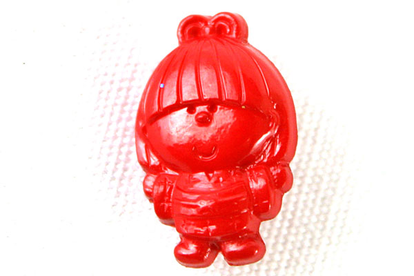 Lot of 3 Minature Red Light Bulb Pendants & Red Whimsical Girl Sewing Button