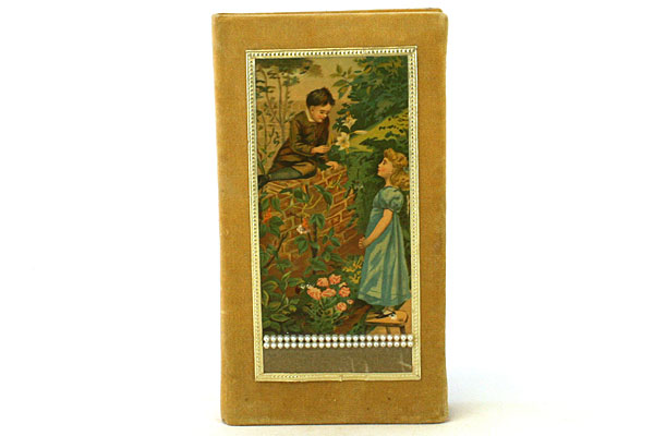 Victorian Scene ~ Boy And Girl In A Garden Gold Velvet Photo Album