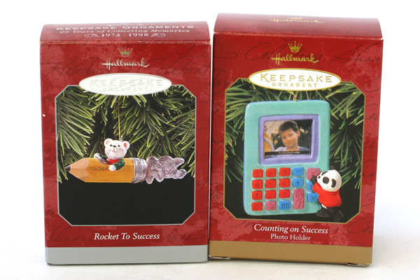 1998 Rocket to Success and 1999 Counting on Success Hallmark Keepsake Ornaments