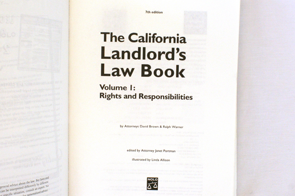 7th Edition - California Landlord's Law Book Vol. 1 w/ CD-ROM 2001 NOLO Law