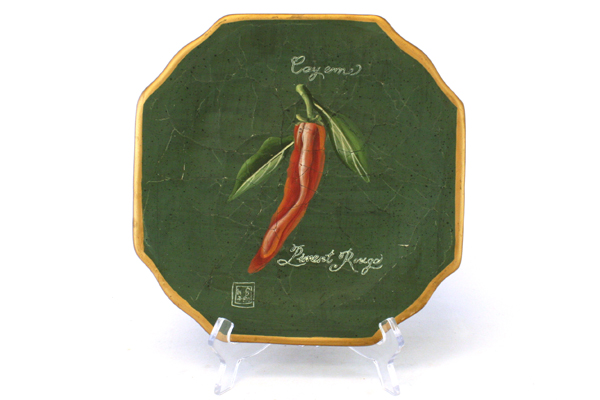 Oriental Accent Pottery Piment Rouge Cayenne Vegetable Decor Plate 10"