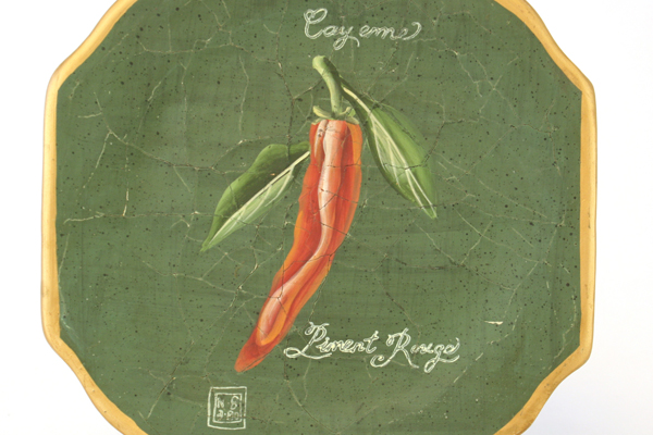 Oriental Accent Pottery Piment Rouge Cayenne Vegetable Decor Plate 10"
