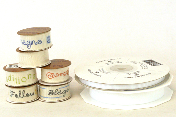 Scrapbooking Decorative Ribbon Lot of 8 White Ribbon Rolls - 6 with Phrases