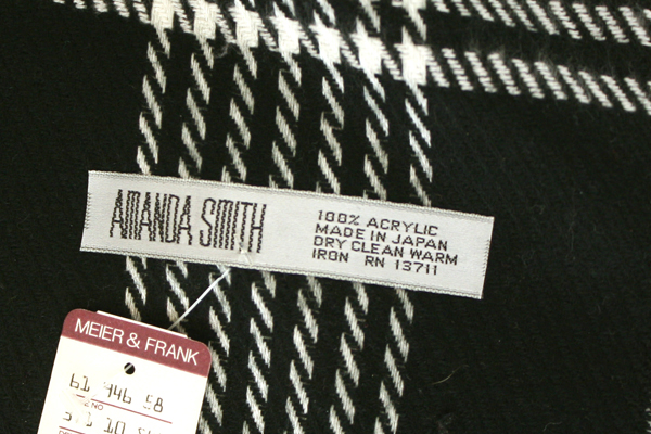 Amanda Smith Acrylic Black & White Plaid Scarf & American Living Belt Size Large