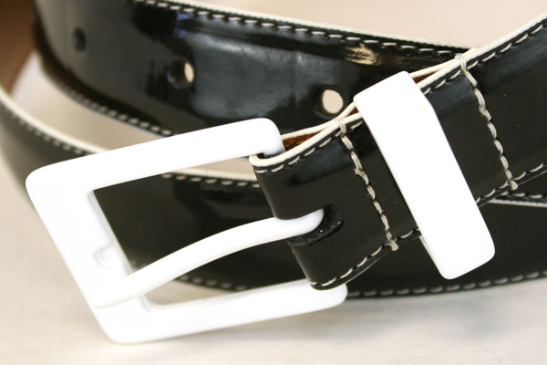 Amanda Smith Acrylic Black & White Plaid Scarf & American Living Belt Size Large
