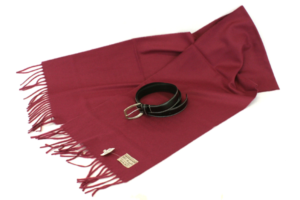 100% Acrylic Dark Pink Nordstrom Scarf & Jones New York Large Black Leather Belt