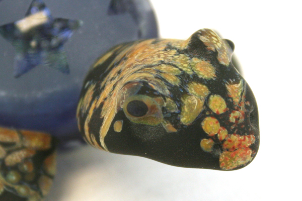 Mazet Studios Black And Brown Turtle Paperweight With Stars