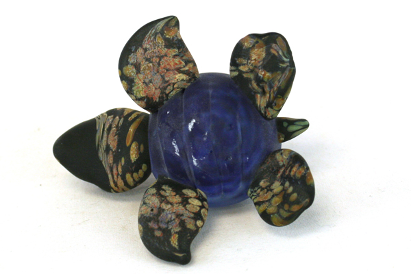 Mazet Studios Black And Brown Turtle Paperweight With Stars