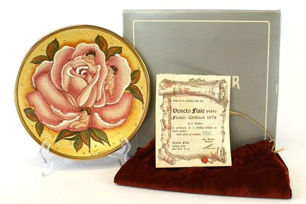 1975 V. Tiziano Flower Children LE of 3000 Veneto Flair Porcelain Plate w/ COA