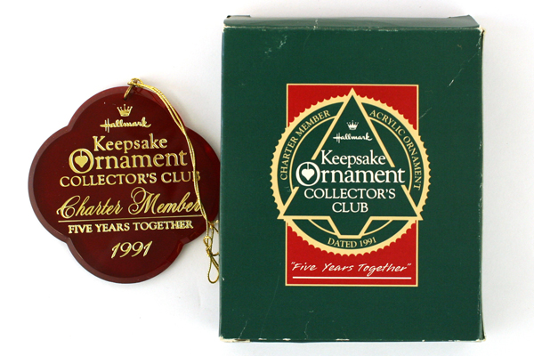 1991 Hallmark Keepsake Ornament Charter Member Five Years Together QXC315-9