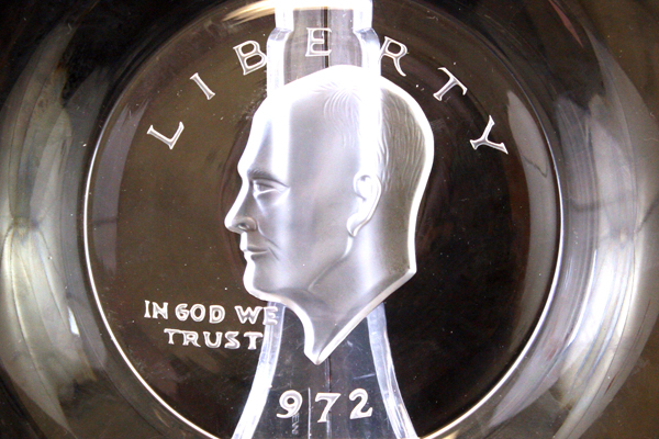 8" Dime Impression Clear Glass 1972 Liberty Collectible Plate No. 563