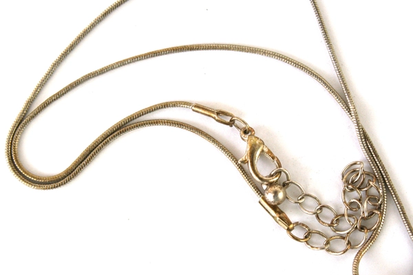 Vintage K.C. Jewelry MFG. Necklace Silver Rectangle With White Oval Stone